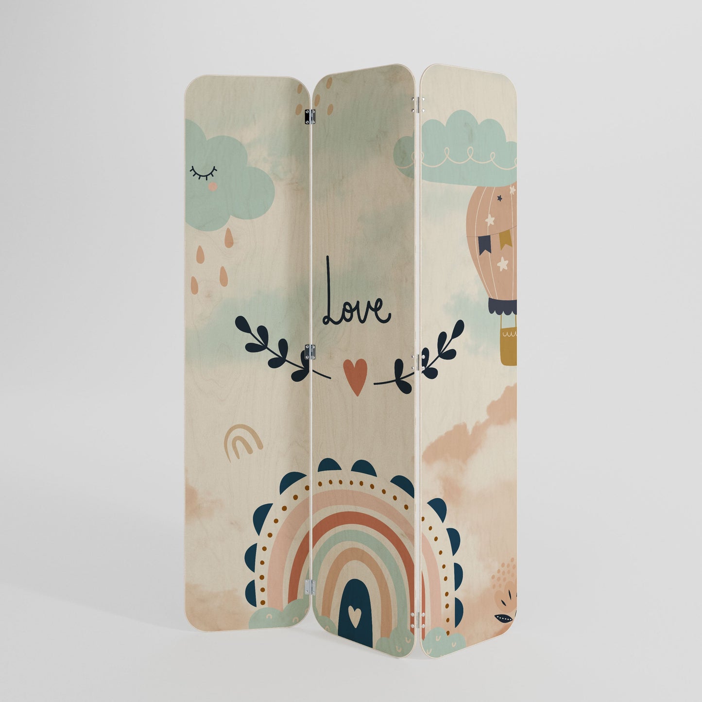 LOVELY DREAMS 3-Panel Plywood Room Divider