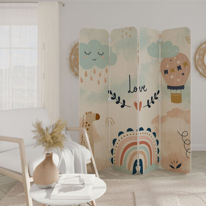 LOVELY DREAMS 4-Panel Plywood Room Divider