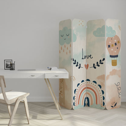 LOVELY DREAMS 4-Panel Plywood Room Divider