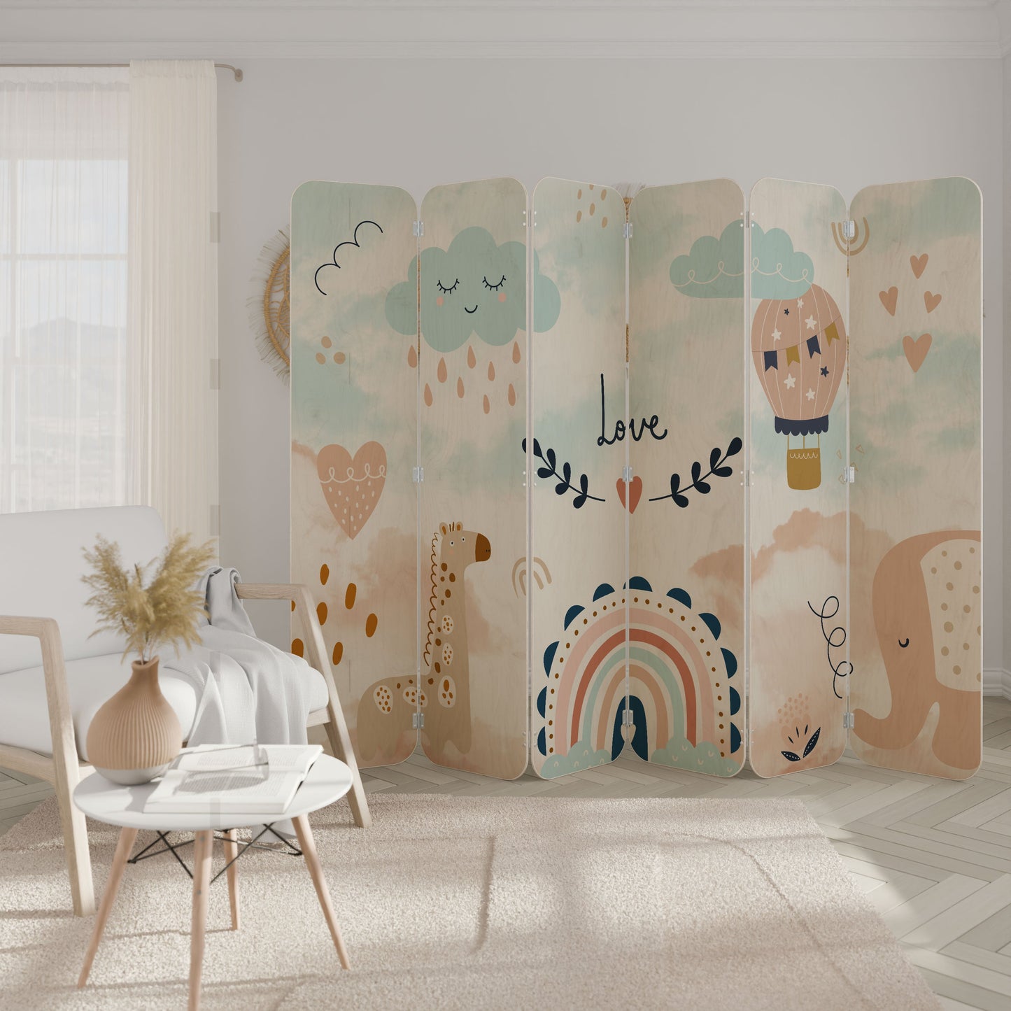 LOVELY DREAMS 6-Panel Plywood Room Divider