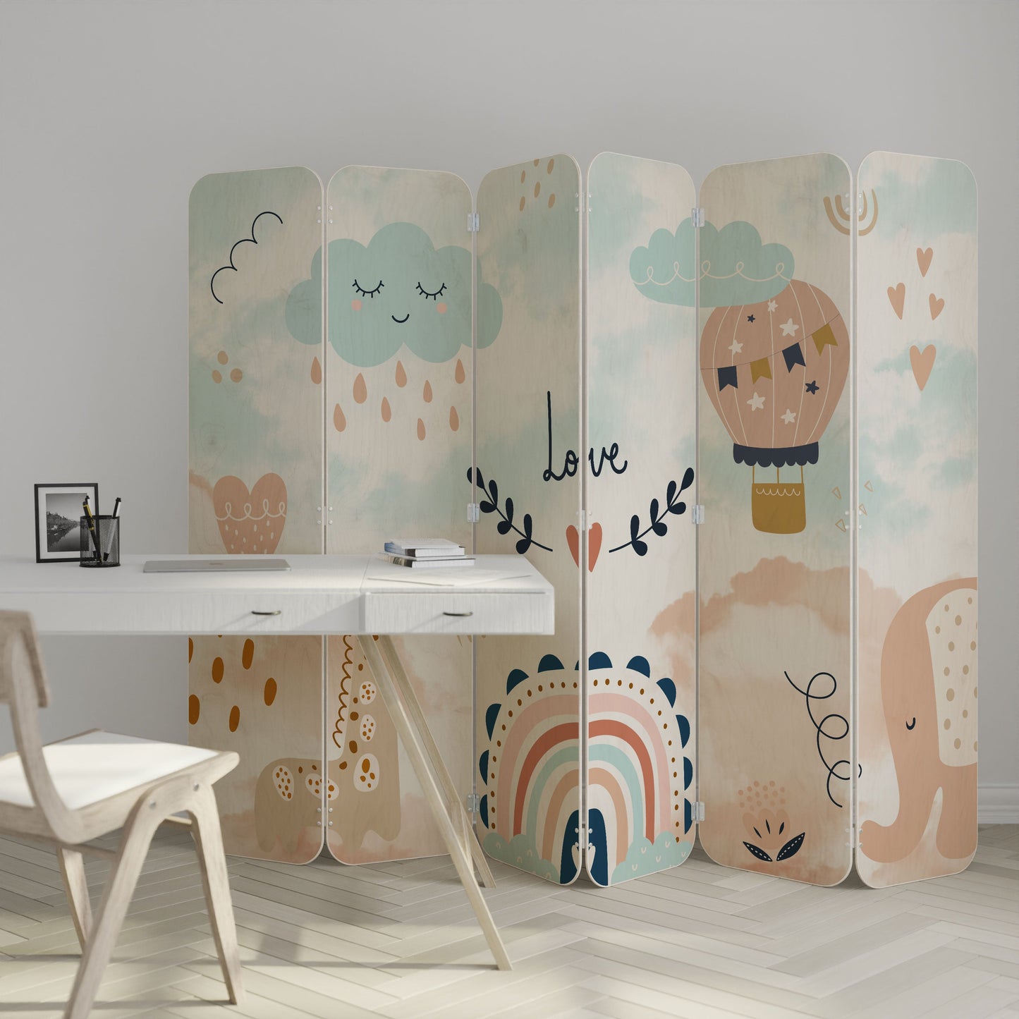 LOVELY DREAMS 6-Panel Plywood Room Divider