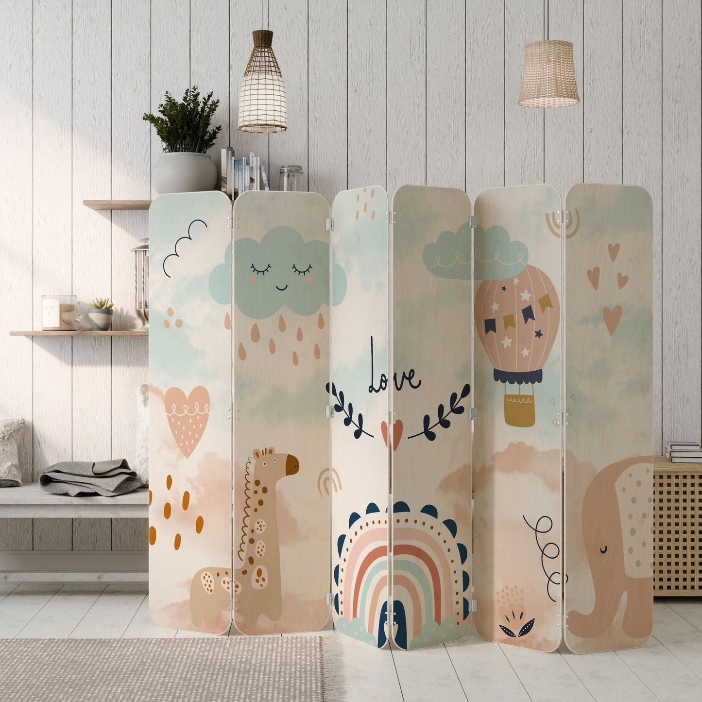 LOVELY DREAMS 6-Panel Plywood Room Divider