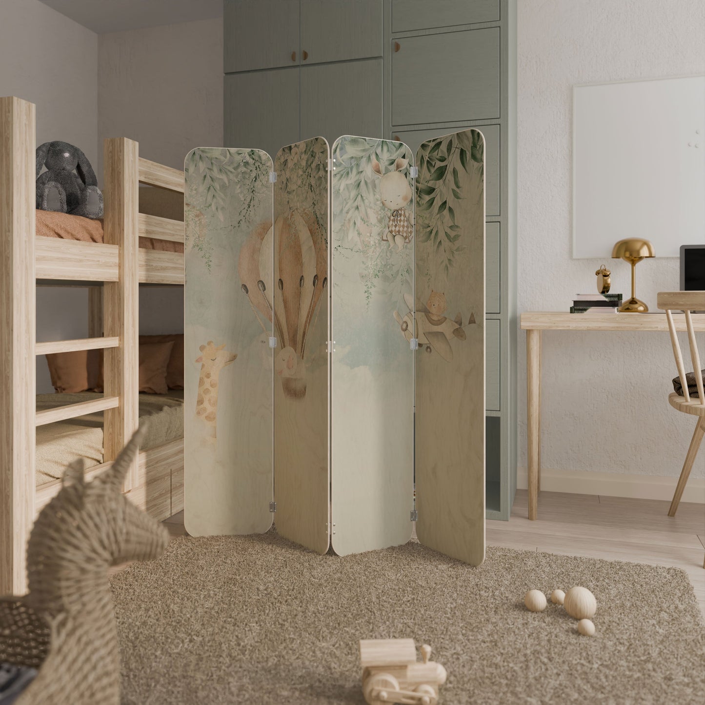 SWEET DREAMS 4-Panel Plywood Room Divider