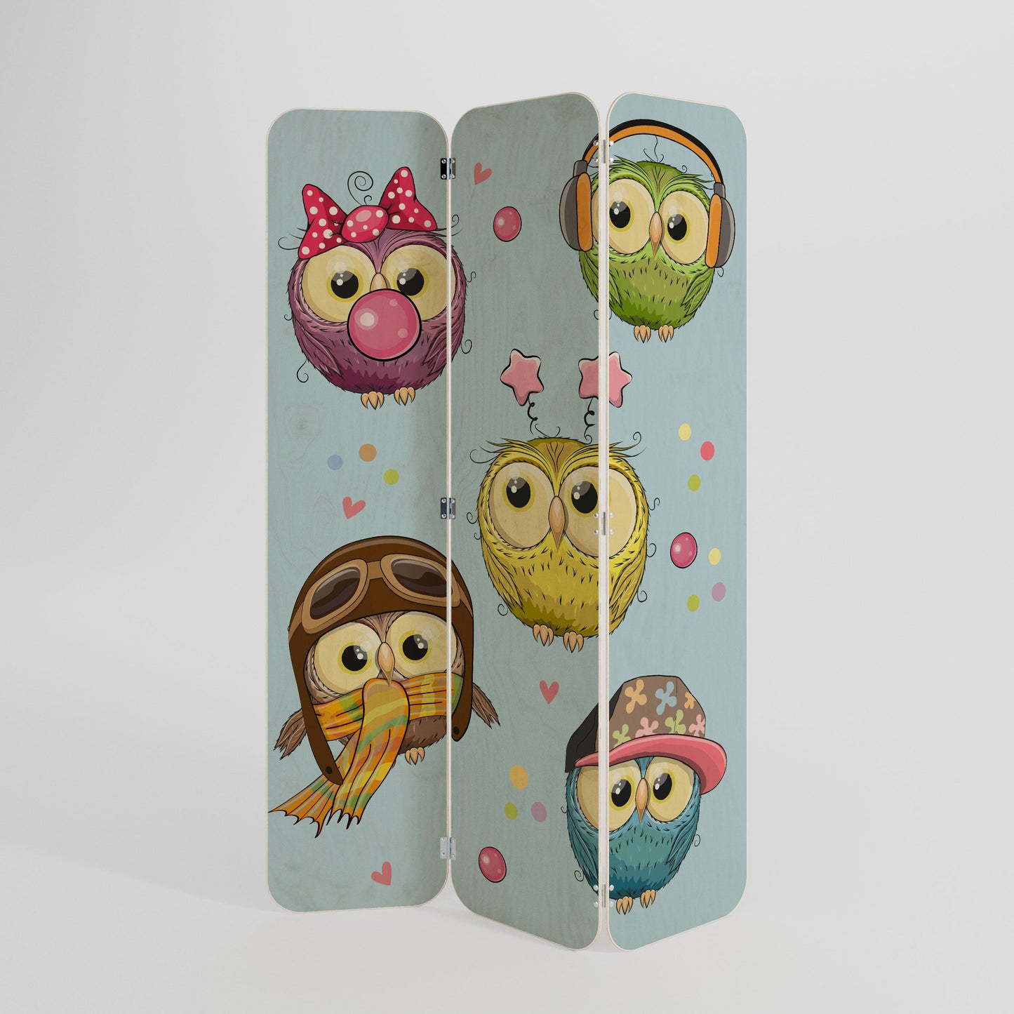 OWLY SQUAD 3-Panel Plywood Room Divider