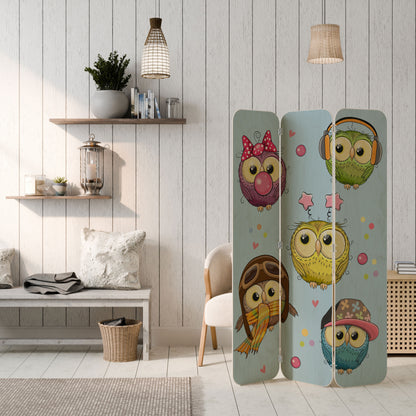 OWLY SQUAD 3-Panel Plywood Room Divider