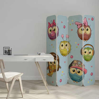 OWLY SQUAD 4-Panel Plywood Room Divider