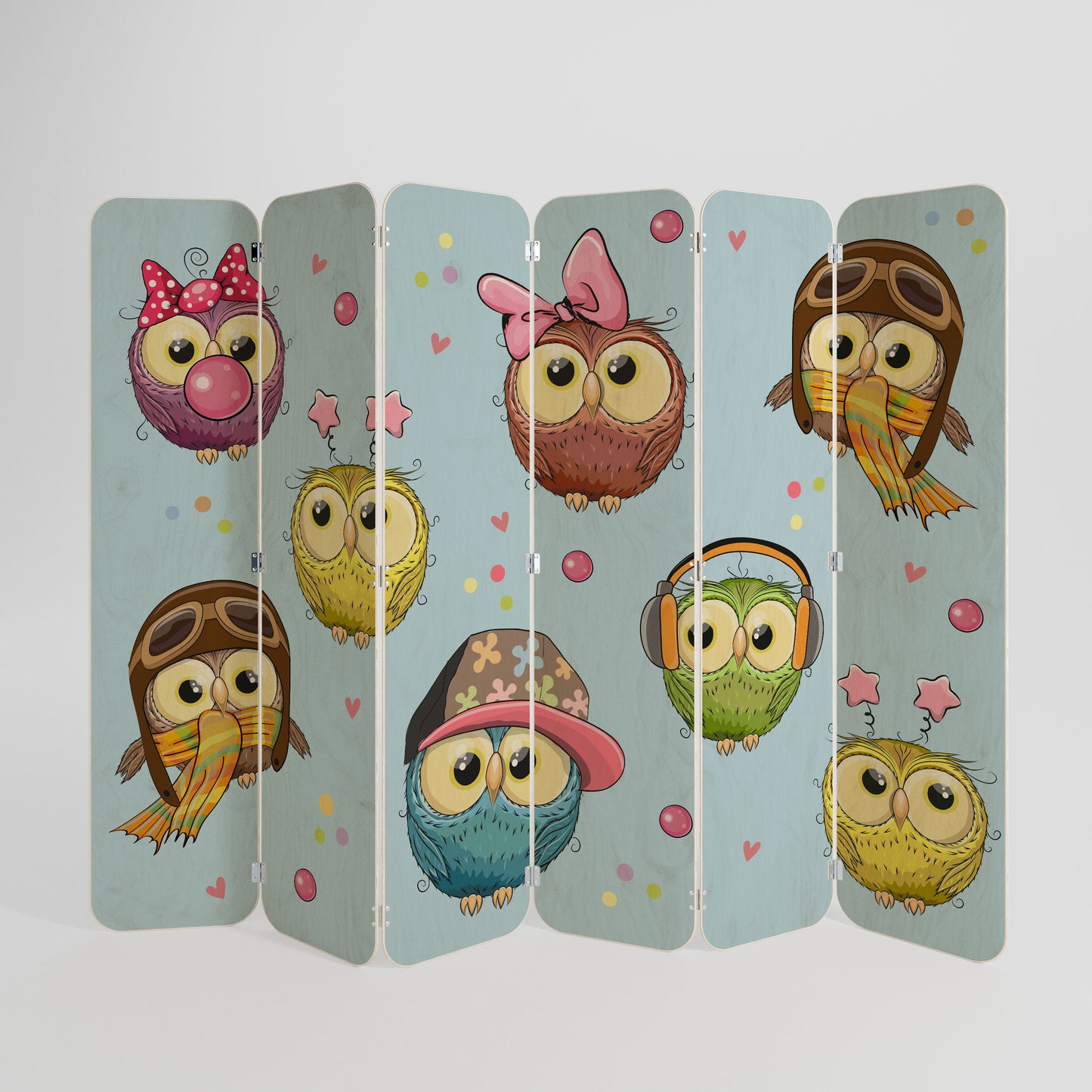 OWLY SQUAD 6-Panel Plywood Room Divider