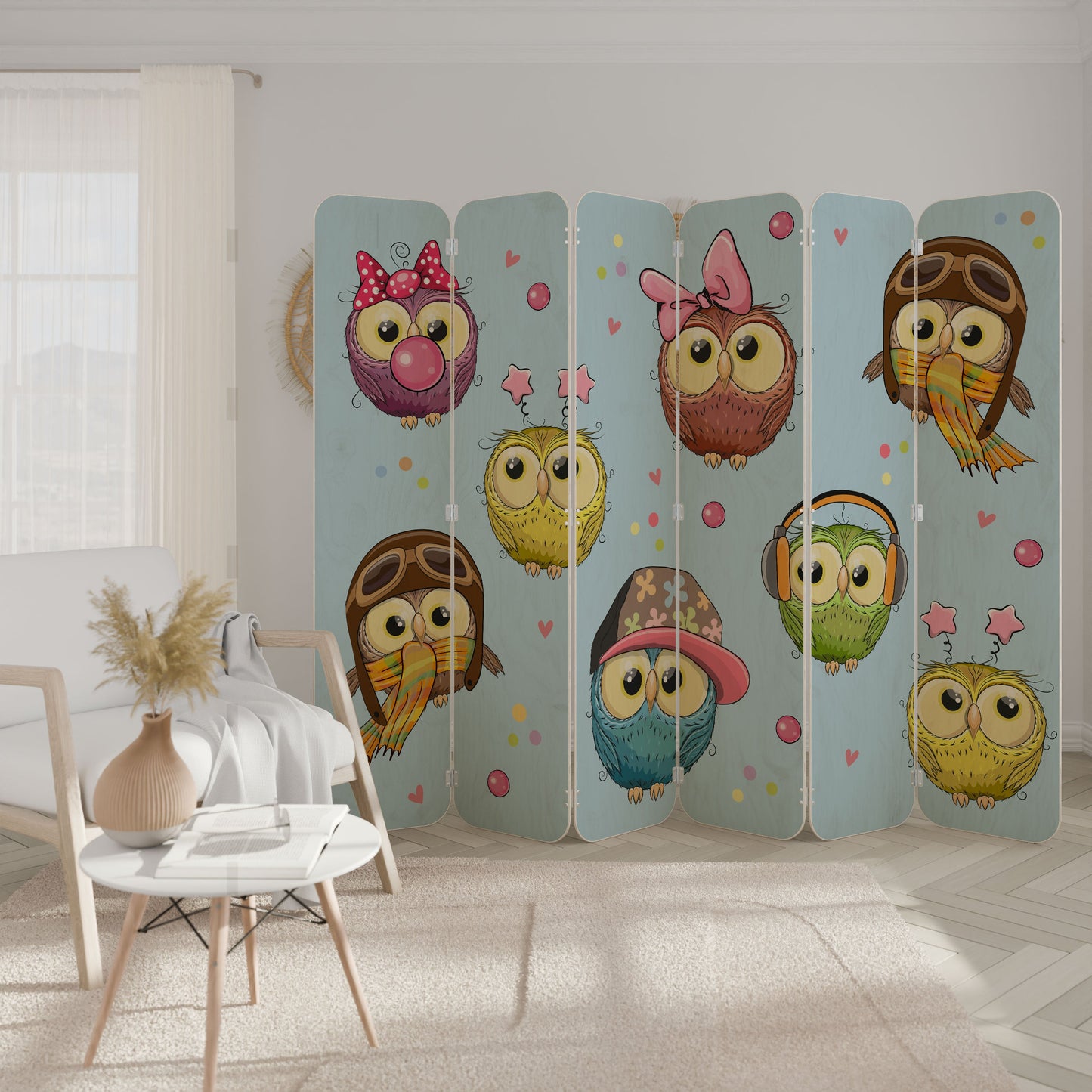 OWLY SQUAD 6-Panel Plywood Room Divider