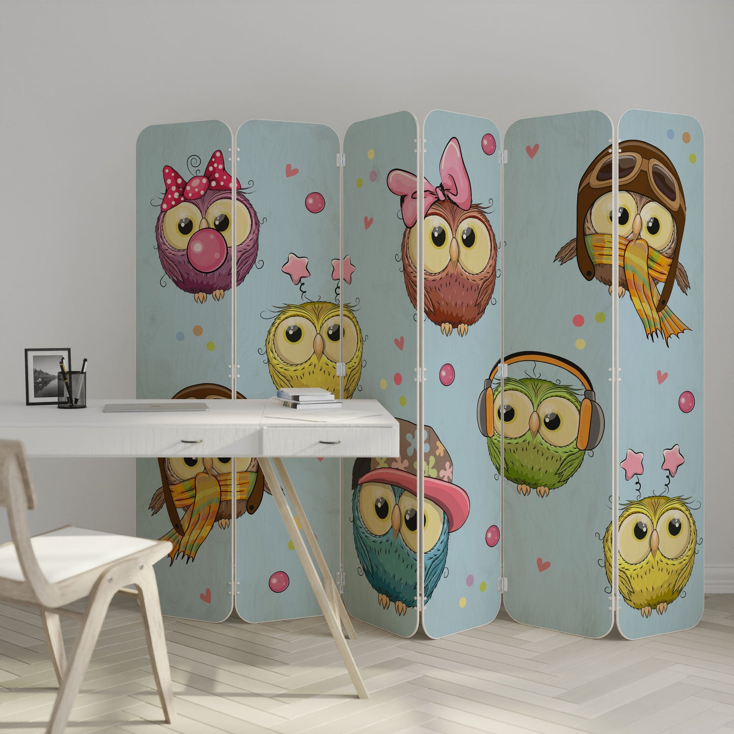 OWLY SQUAD 6-Panel Plywood Room Divider