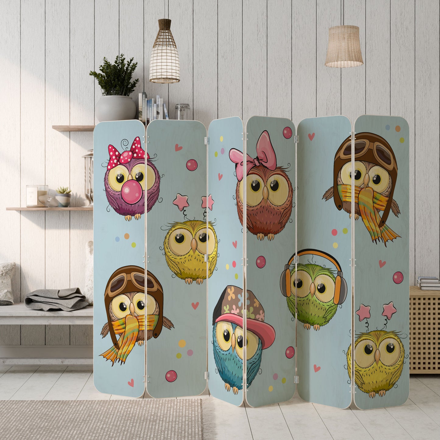 OWLY SQUAD 6-Panel Plywood Room Divider