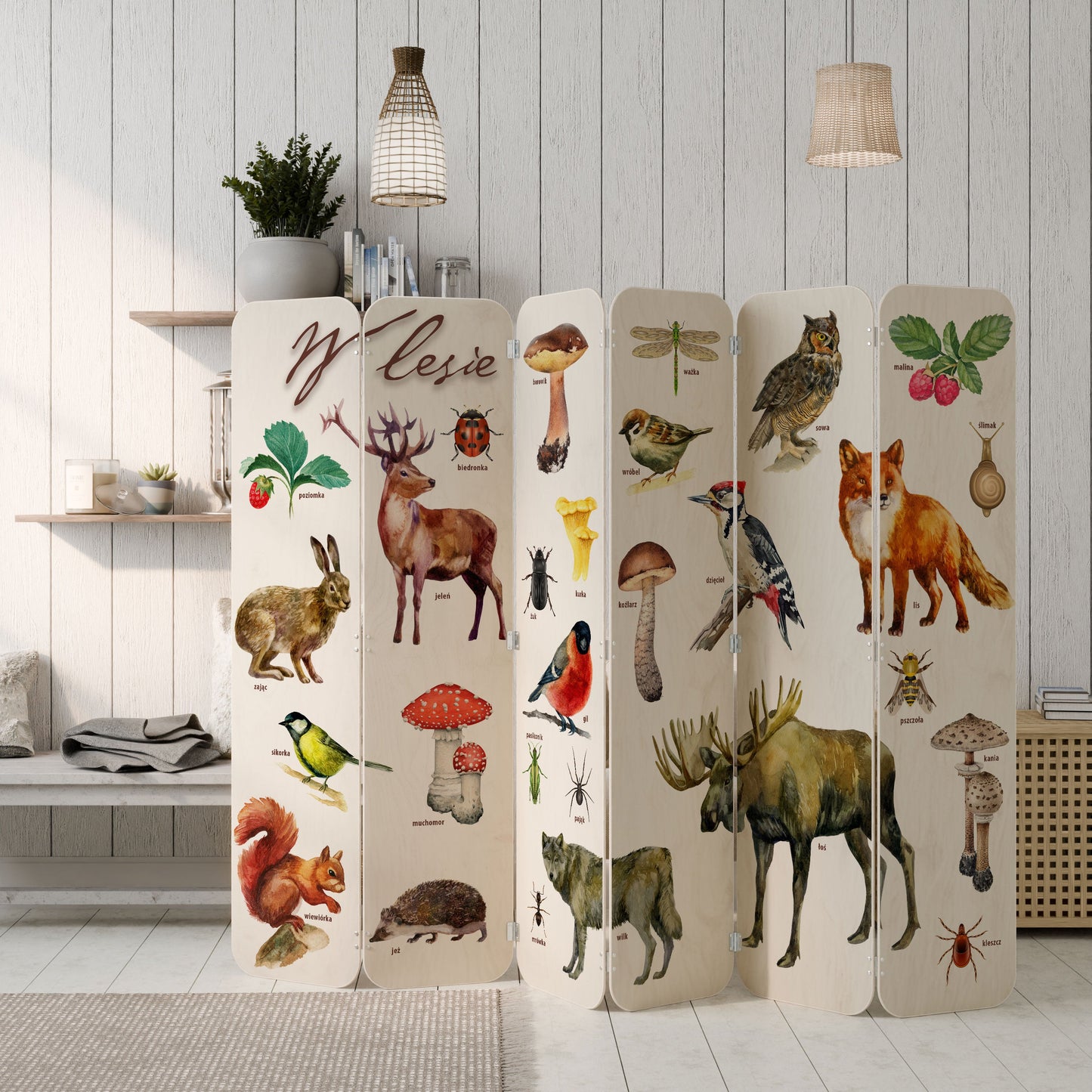 FOREST LESSON 6-Panel Plywood Room Divider