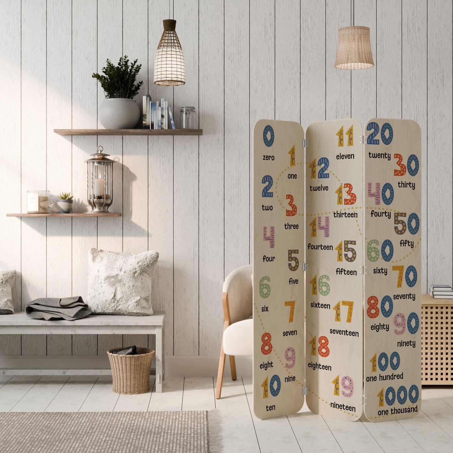 COUNTING LESSON 3-Panel Plywood Room Divider