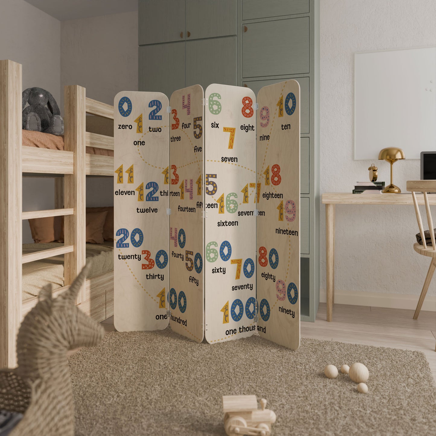 COUNTING LESSON 4-Panel Plywood Room Divider