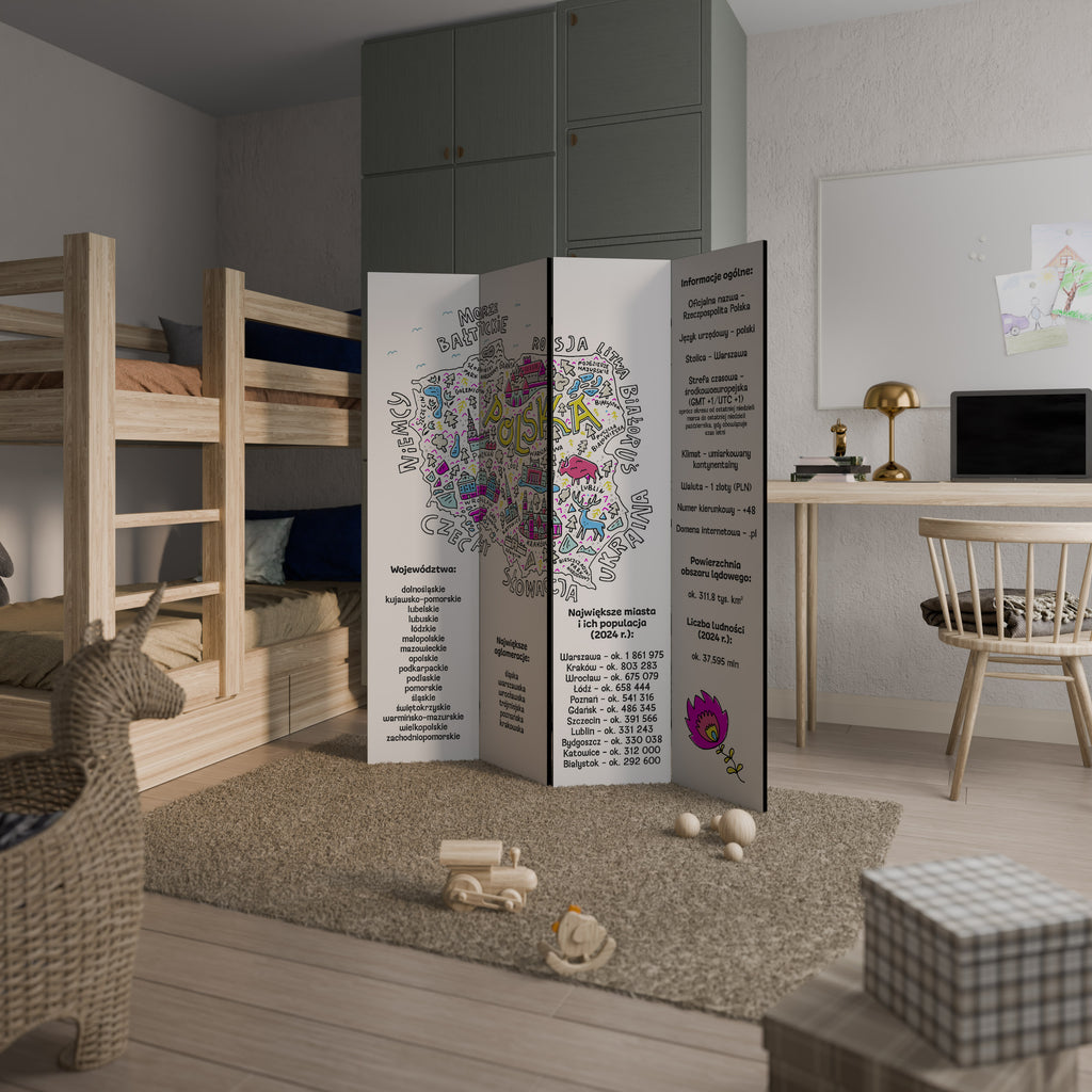 POLAND INFO 4-teiliger Paravent