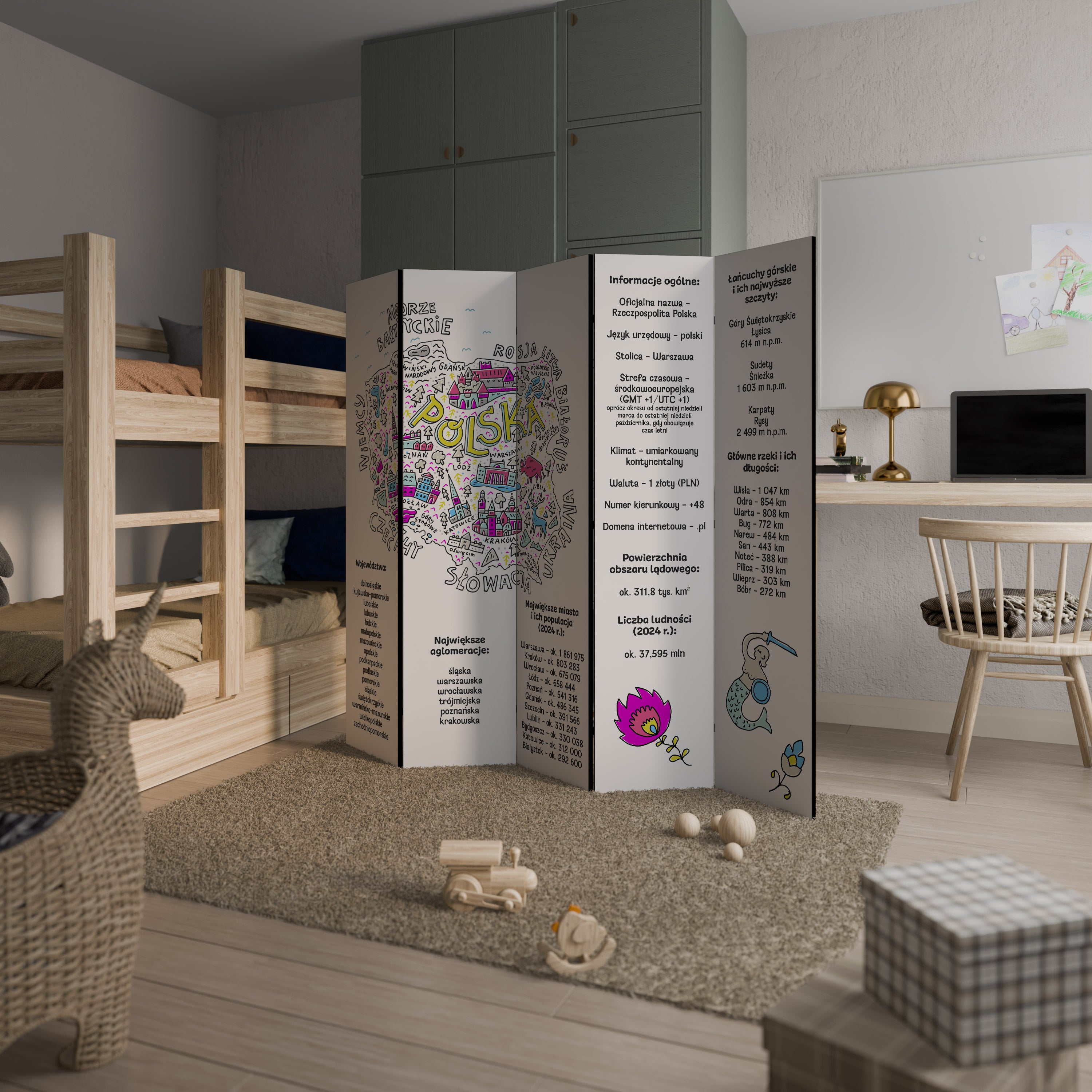 POLAND INFO Παραβάν με 5 πάνελ