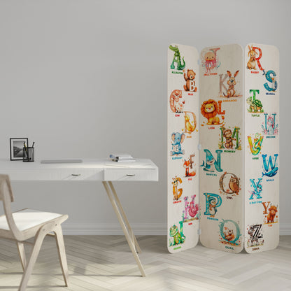 JOYFUL LETTERS 3-Panel Plywood Room Divider