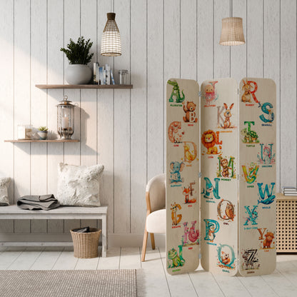 JOYFUL LETTERS 3-Panel Plywood Room Divider