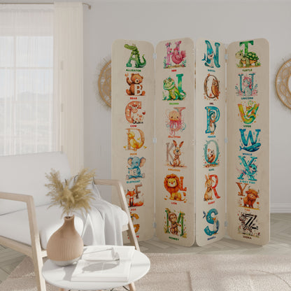 JOYFUL LETTERS 4-Panel Plywood Room Divider