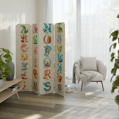 JOYFUL LETTERS 4-Panel Plywood Room Divider