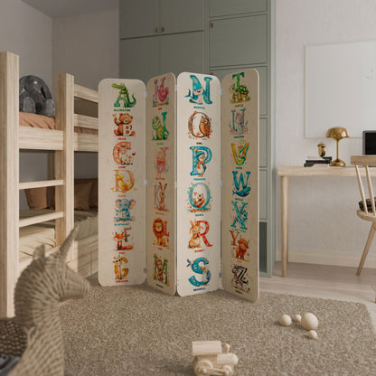 JOYFUL LETTERS 4-Panel Plywood Room Divider