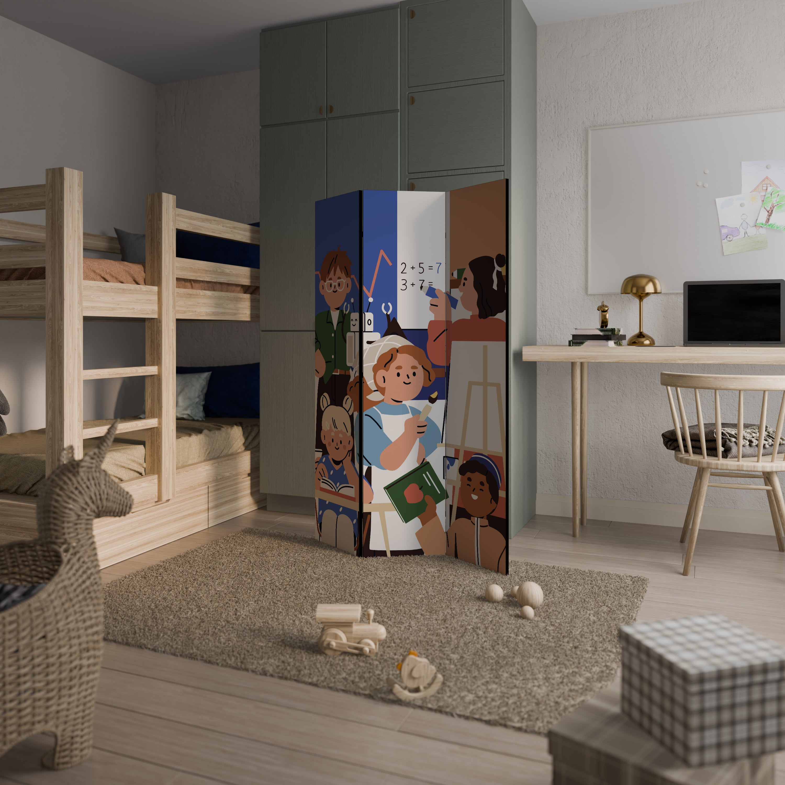 SCHOOL VIBE Biombo de 3 Painéis