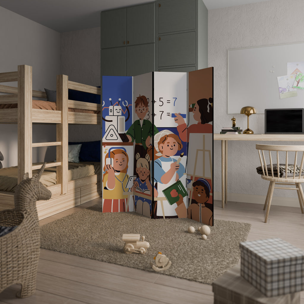 SCHOOL VIBE 4-Panel Room Divider