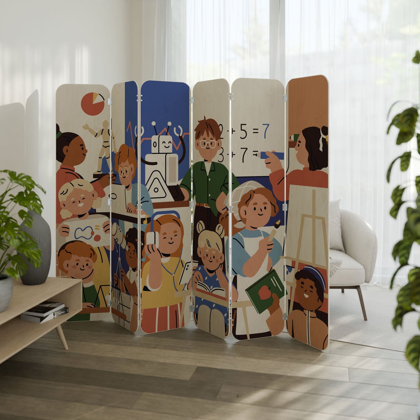 SCHOOL VIBE 6-Panel Plywood Room Divider