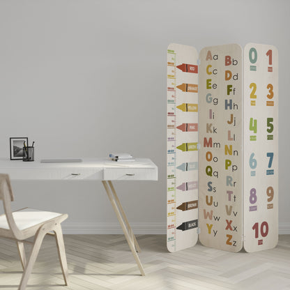 HAPPY LANGUAGE 3-Panel Plywood Room Divider