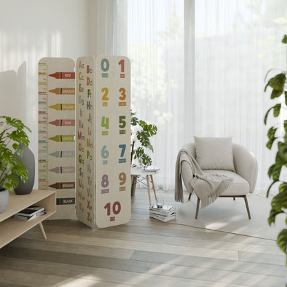 HAPPY LANGUAGE 3-Panel Plywood Room Divider