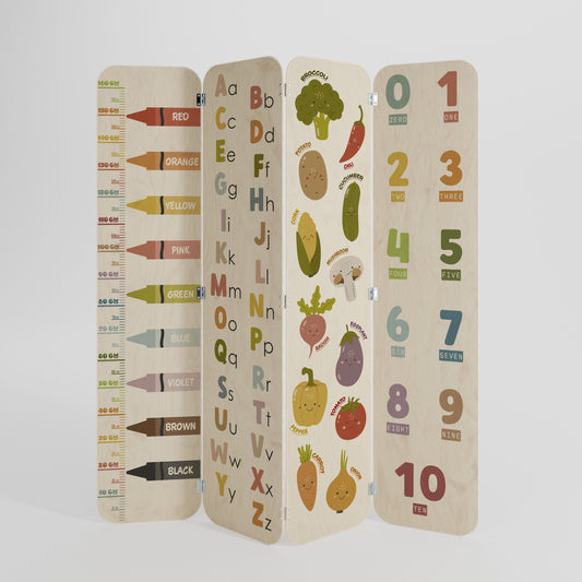 HAPPY LANGUAGE 4-Panel Plywood Room Divider