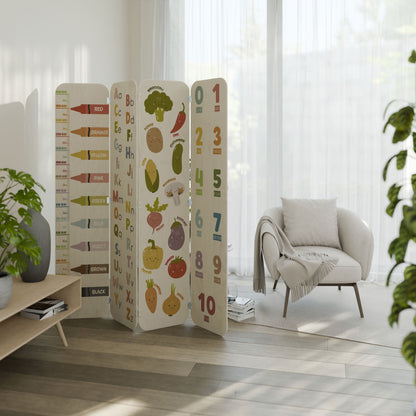 HAPPY LANGUAGE 4-Panel Plywood Room Divider