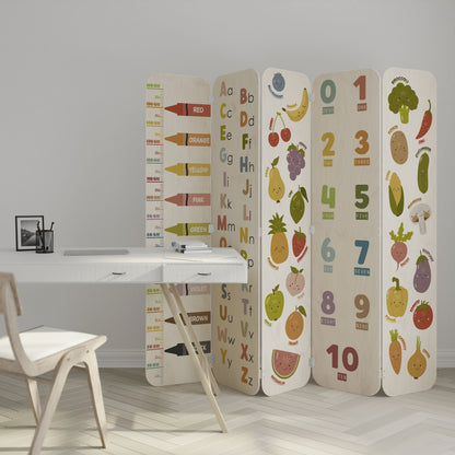 HAPPY LANGUAGE 5-Panel Plywood Room Divider