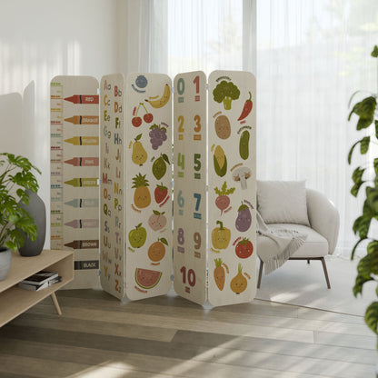 HAPPY LANGUAGE 5-Panel Plywood Room Divider