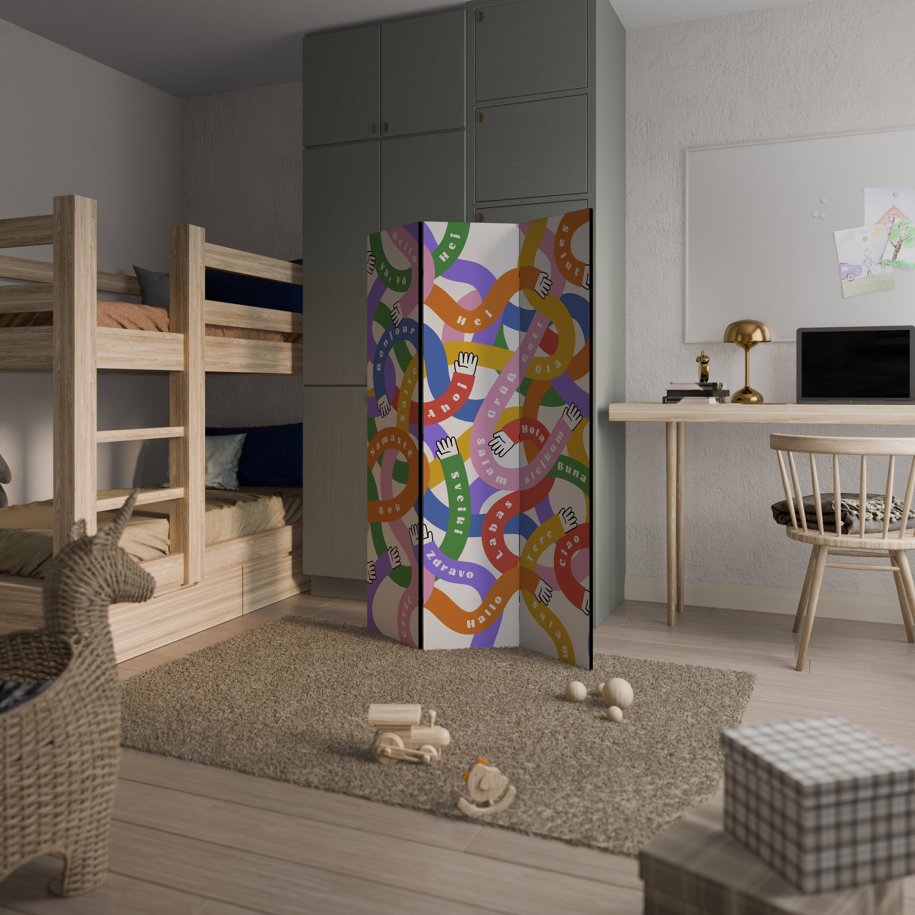 HELLO THERE Biombo de 3 Painéis