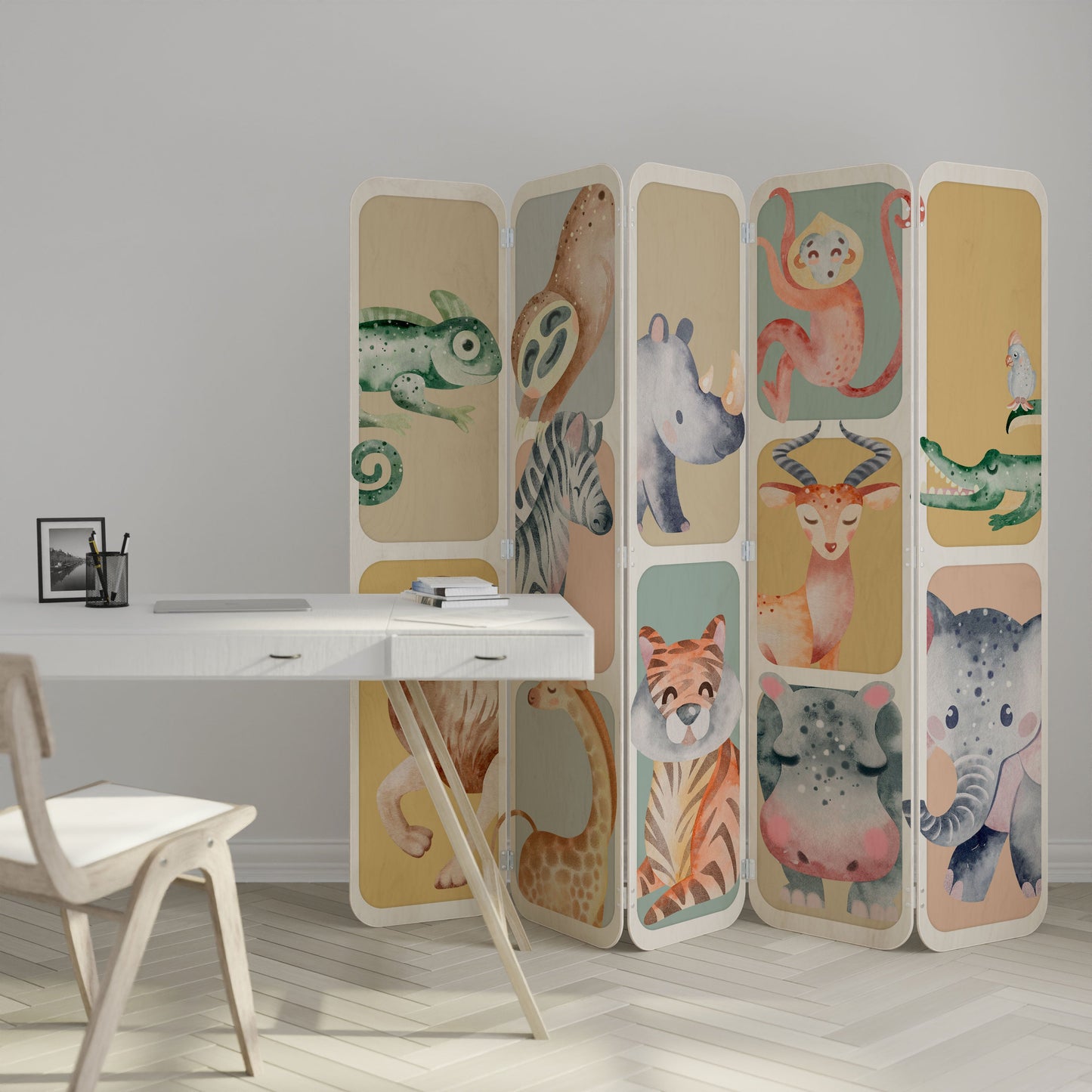 TROPICAL SQUAD 5-Panel Plywood Room Divider