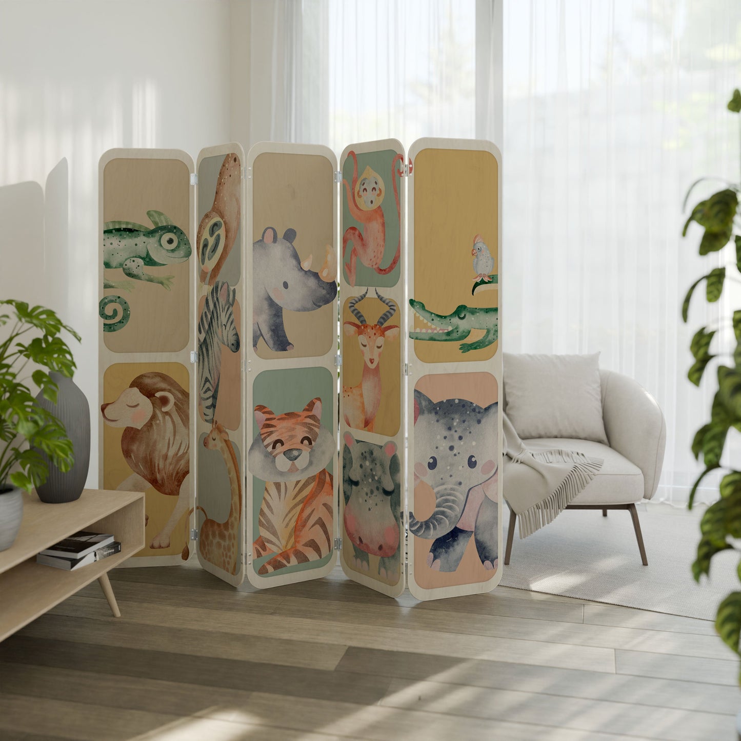 TROPICAL SQUAD 5-Panel Plywood Room Divider