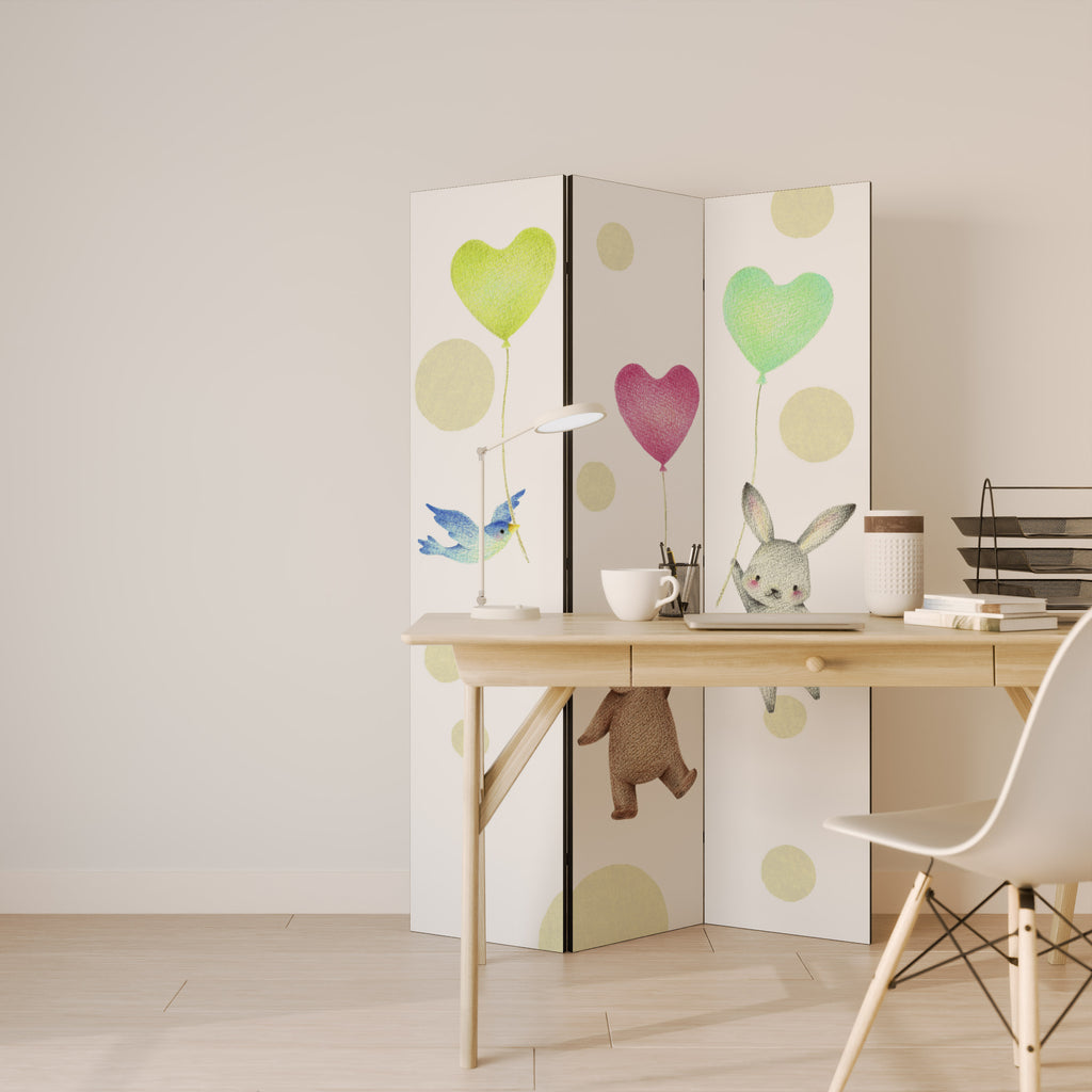BALLOON FRIENDS Biombo de 3 Painéis