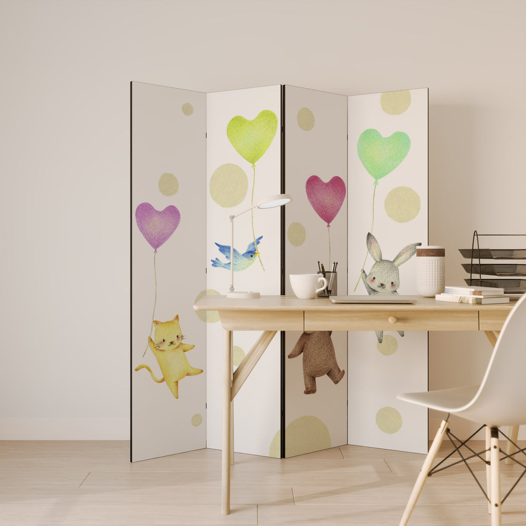 BALLOON FRIENDS Biombo de 4 Painéis