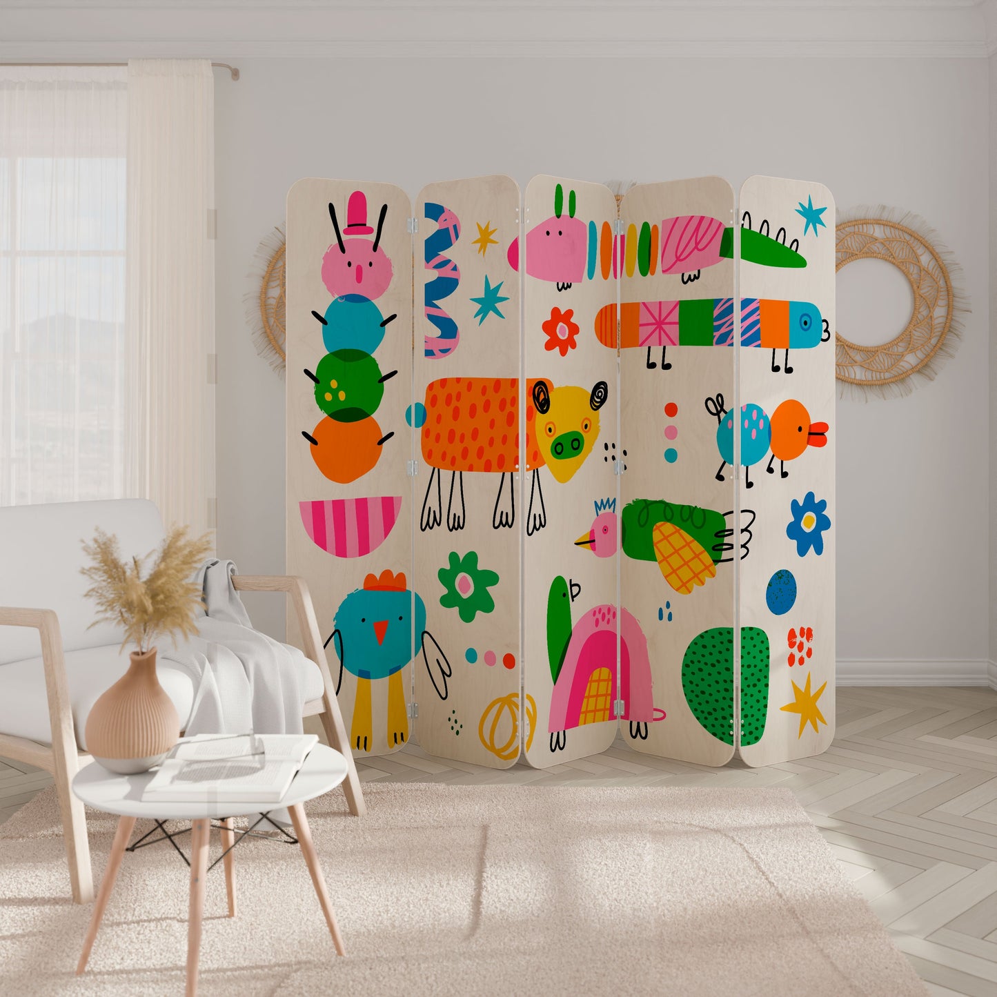 POWER OF IMAGINATION 5-Panel Plywood Room Divider