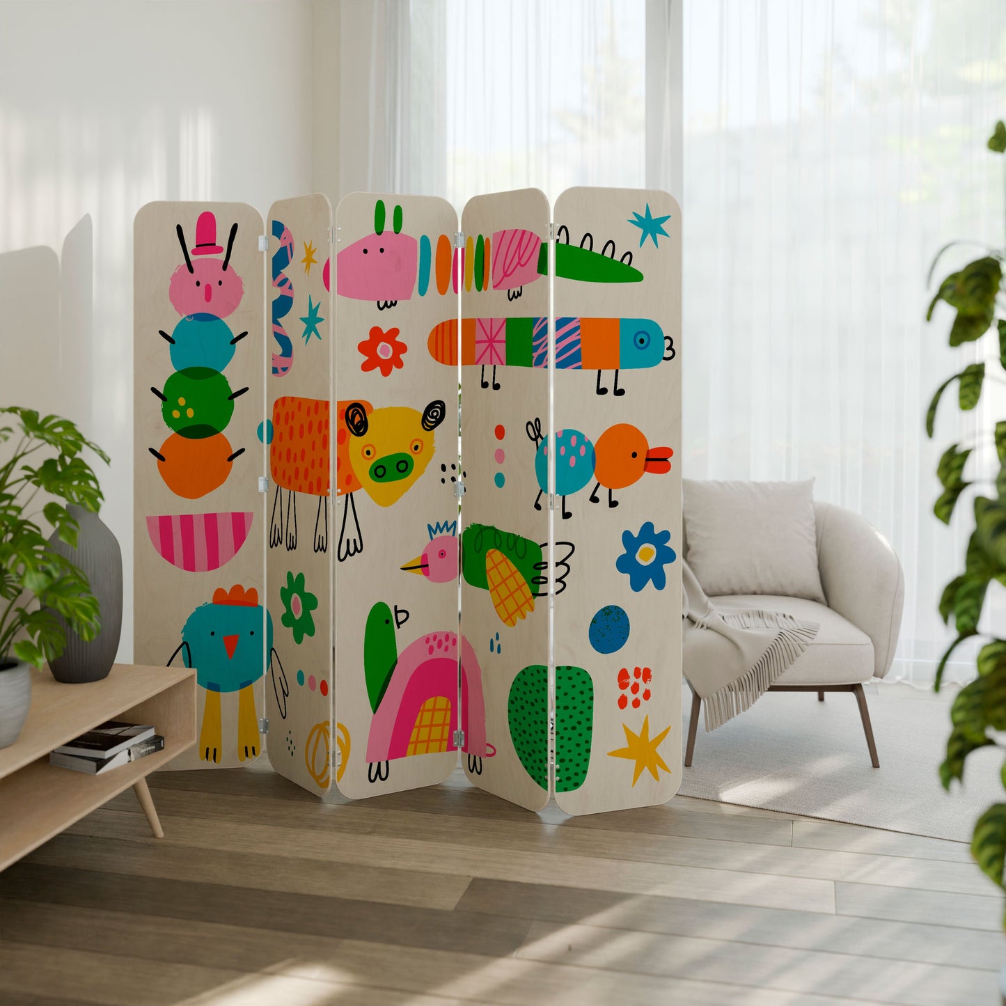 POWER OF IMAGINATION 5-Panel Plywood Room Divider