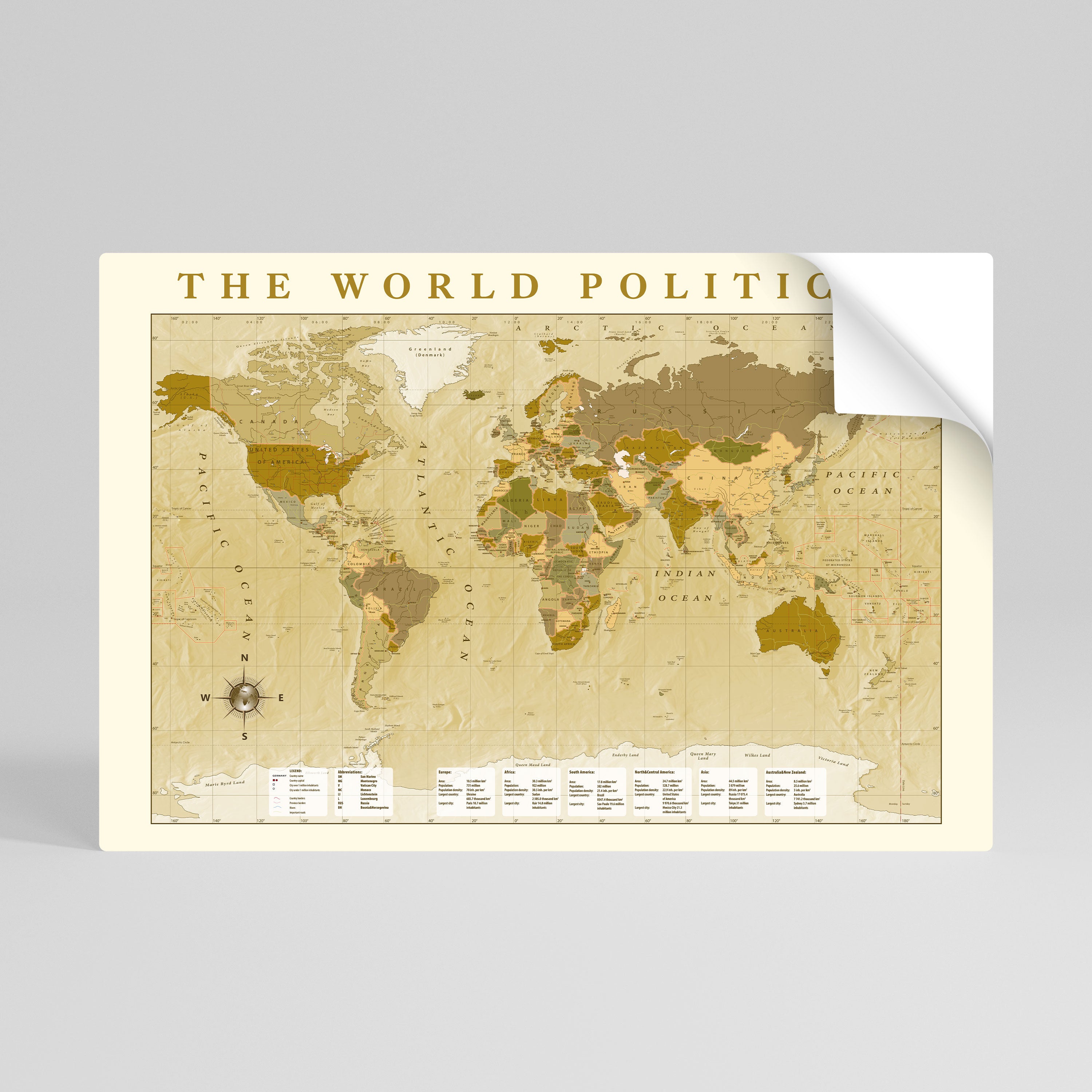 WORLDLY WATERSHED MAP Selbstklebendes Horizontal-Poster