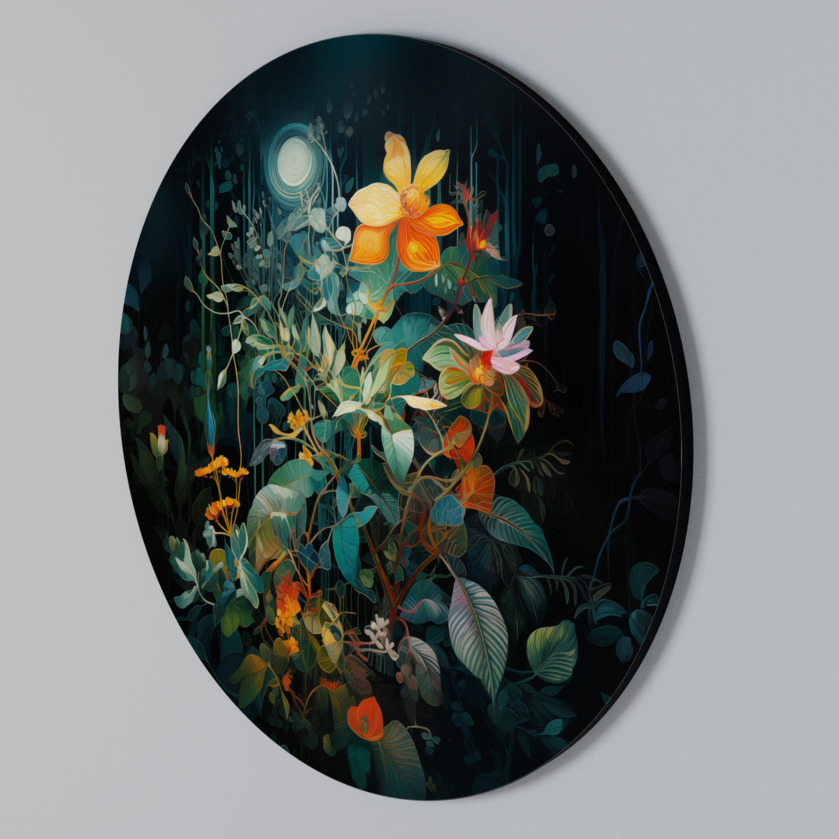 NOCTURNAL FLOWERS Rundes Wandbild