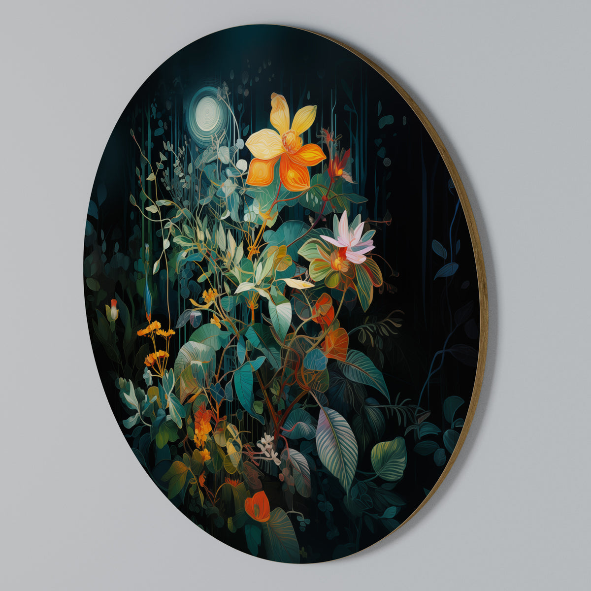 NOCTURNAL FLOWERS Rundes Wandbild