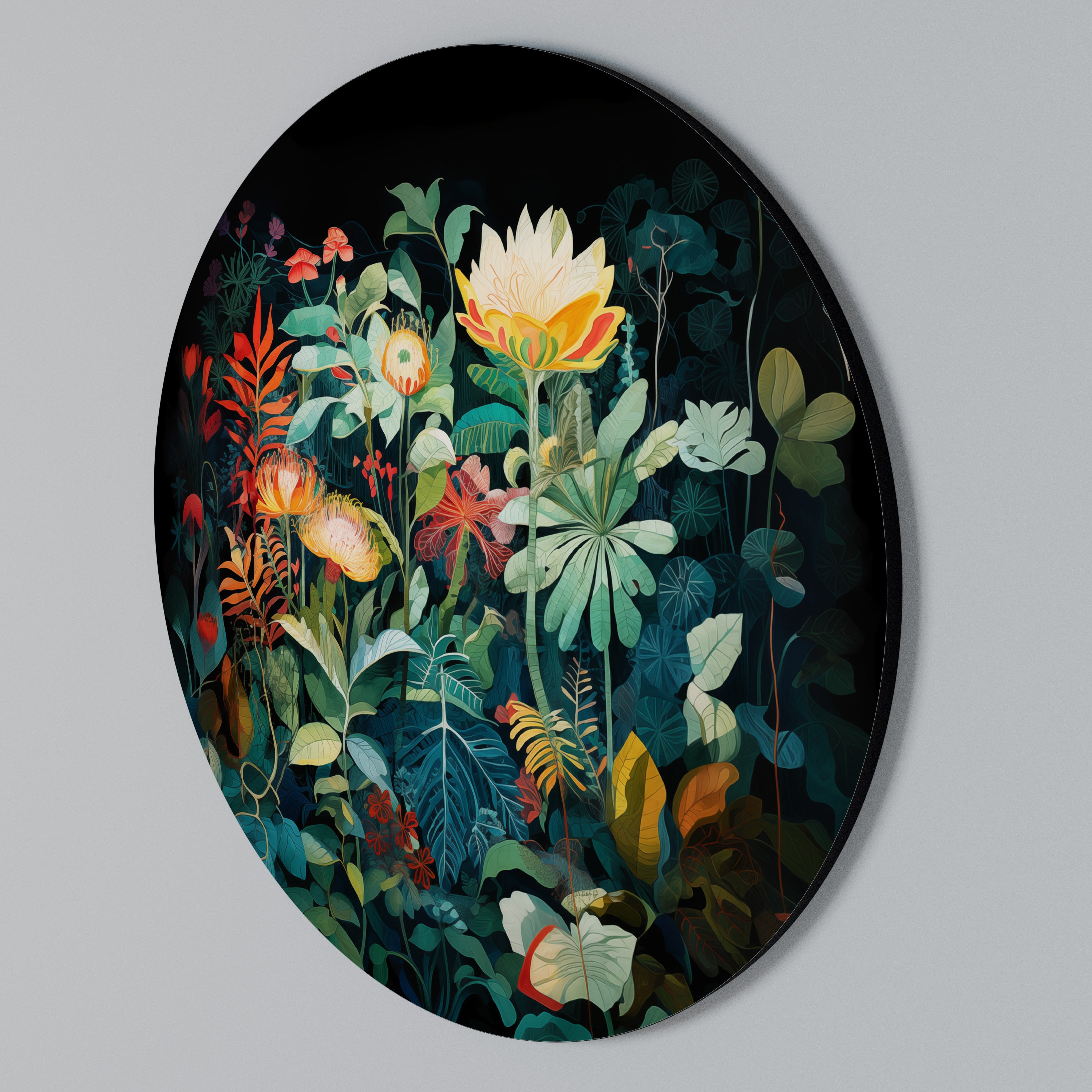 EVENING FLOWERS Round Wall Art