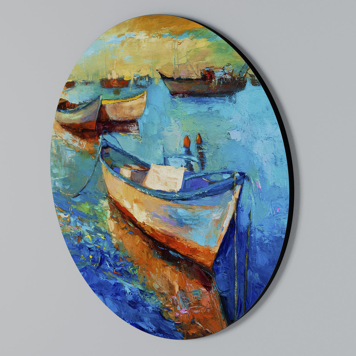 SERENE BOAT ESCAPADE Rundes Wandbild