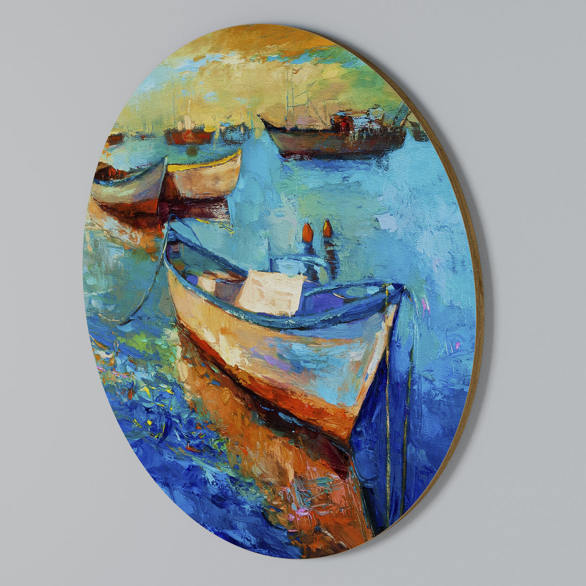 SERENE BOAT ESCAPADE Rundes Wandbild