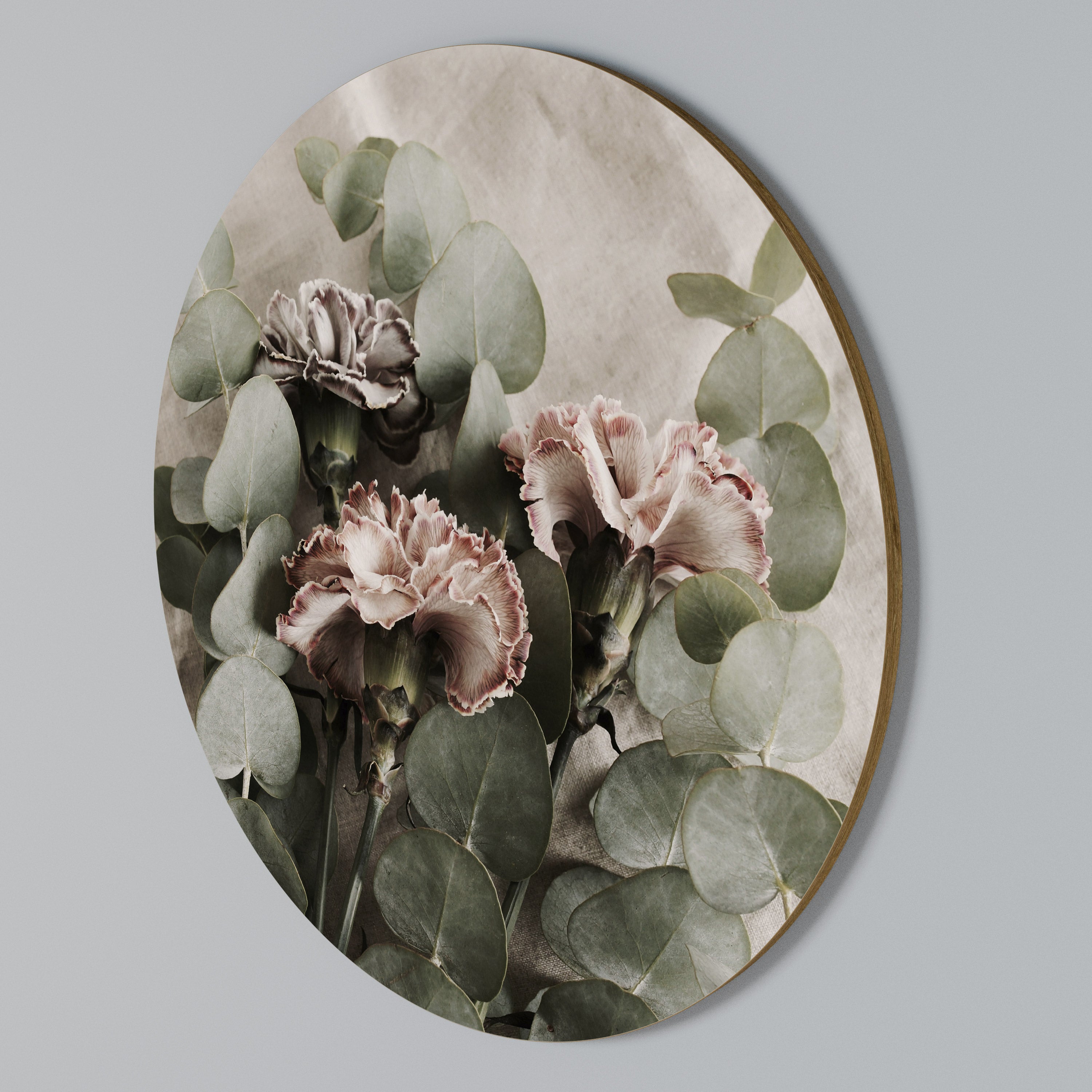 LINEN CLOVES Arte de pared redondo