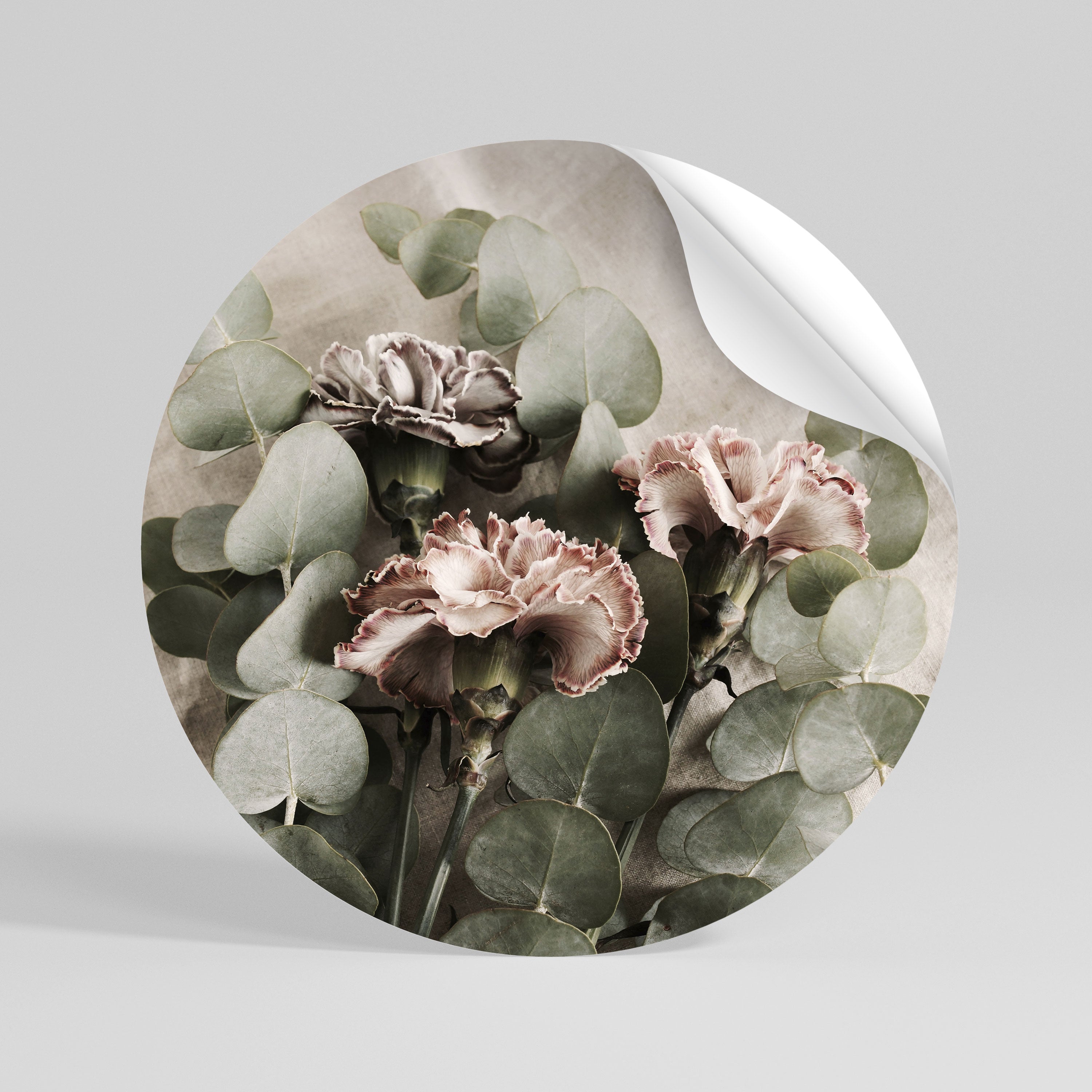 LINEN CLOVES Rund väggdekal