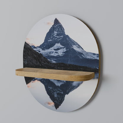 MEMORY OF MATTERHORN Oval Art Shelf In Oak Effect