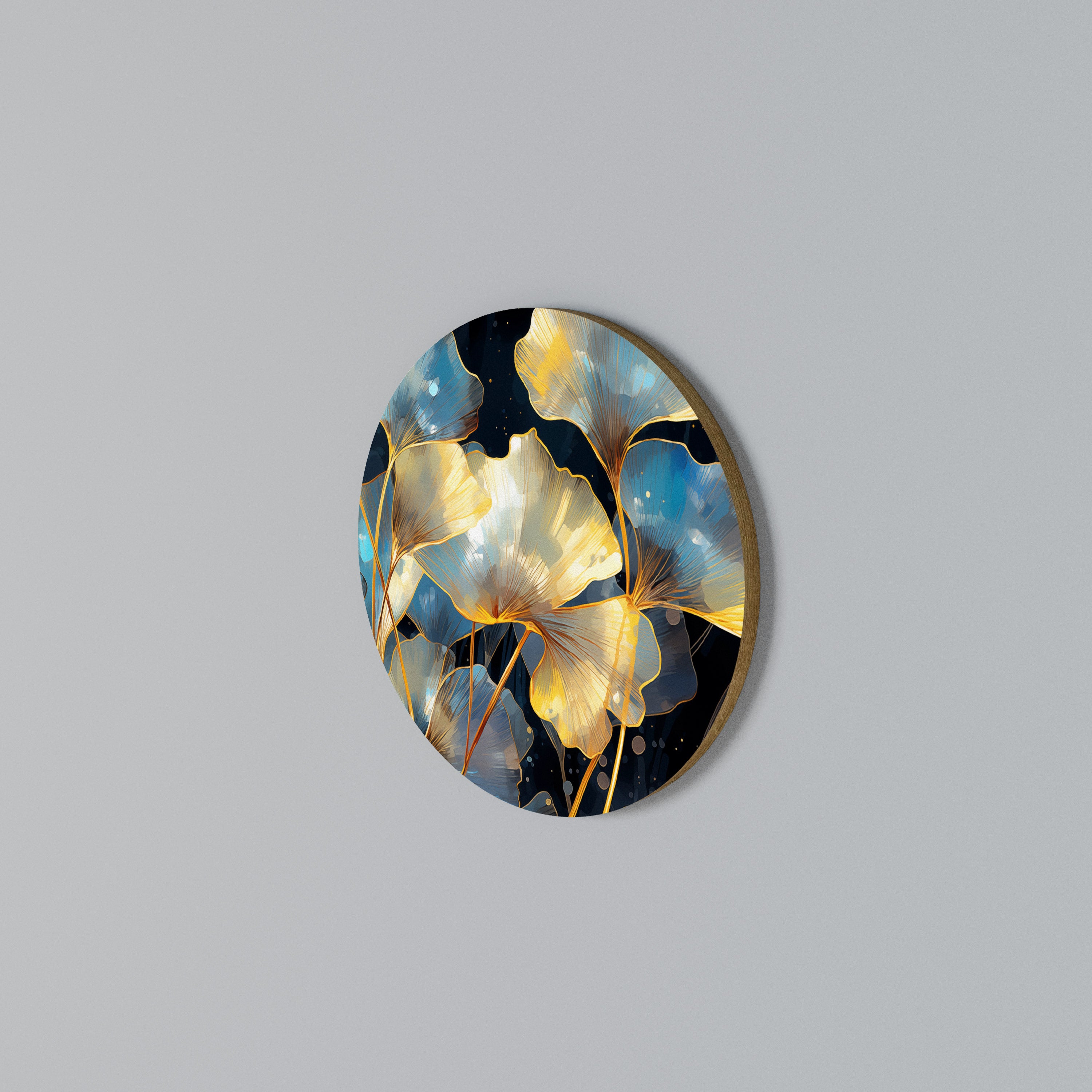 GLIMMERING GINKGO DREAMS Arte de pared redondo